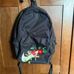 Nike Black Backpack with Floral Design